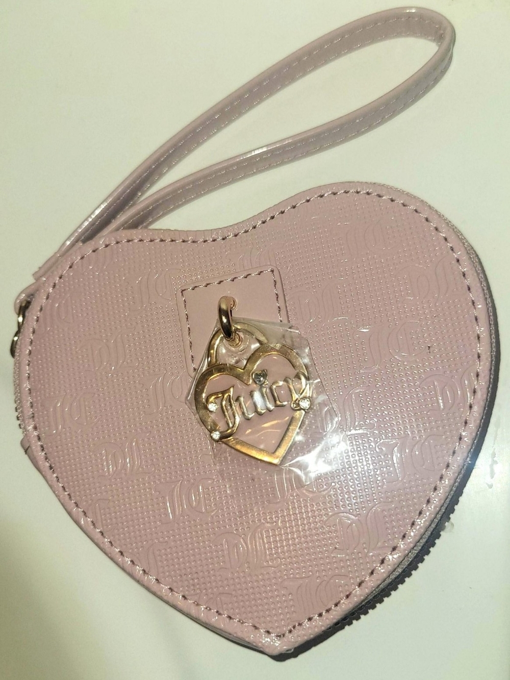 Pink Heart Wristlet Bag with Gold Charm